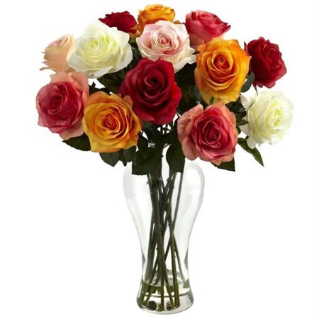 DARE2DECOR Assorted Blooming Roses with Vase DA420832